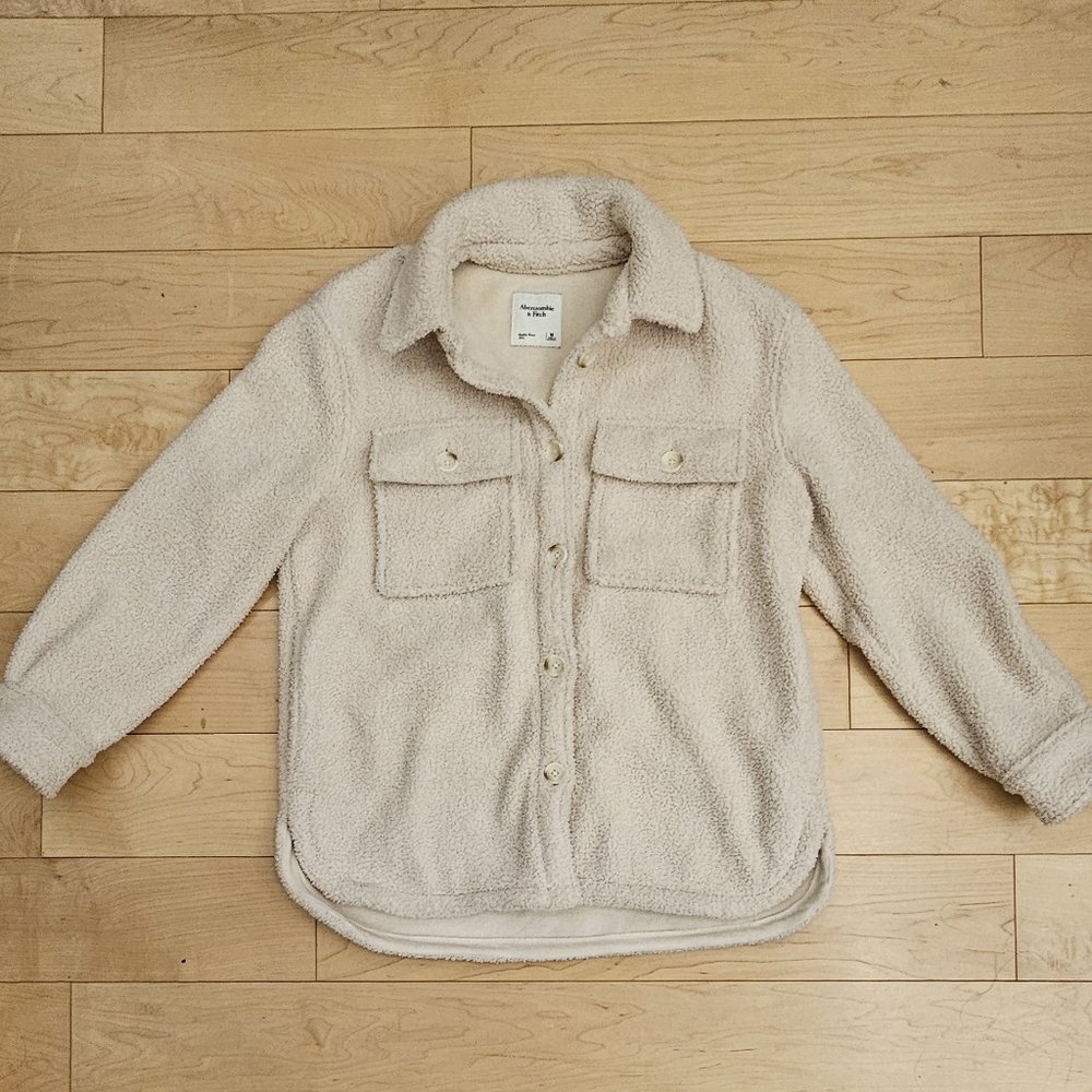 Abercrombie & Fitch Beige Sherpa Jacket